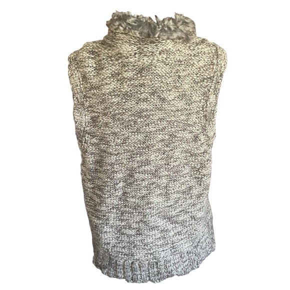 Charter Club Brown Wool Faux Fur Zip Sweater Vest Women's Size L - Picture 2 of 7